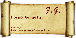 Forgó Gergely névjegykártya