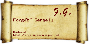 Forgó Gergely névjegykártya
